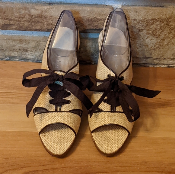 Raymon Tenza Woven Tie Sling Back Sandal Heels 8.5 M - Picture 5 of 8